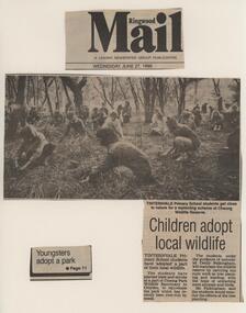 Newspaper, Article on  'Children Adopt Local Wildlife' Cheong Wildflower Sanctuary, Croydon 27 June 1990