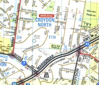 Map, Birts Hill Reserve Croydon North - location map