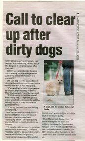 Newspaper, Article ' call to clean up after dirty dogs' Maroondah Leader, September 21, 2004