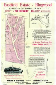 Pamphlet, Auction of Eastfield Estate Ringwood 11 December 1920