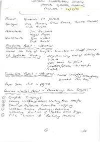 Administrative record, Croydon Conservation Society Annual General Meeting minutes 14 August 1991