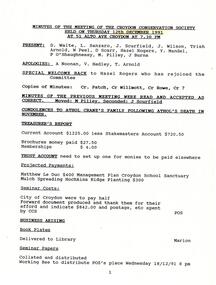 Administrative record, Croydon Conservation Society - meeting minutes - 21 December 1991