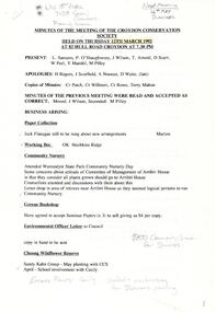 Administrative record, Croydon Conservation Society - meeting minutes - 12th  March 1992