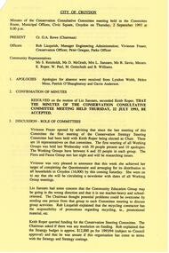 Administrative record, Croydon Conservation Society meeting minutes - 2 September 1993