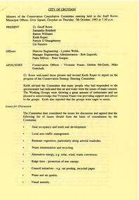 Administrative record, Croydon Conservation Society meeting minutes - 7 October 1993
