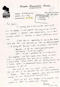 Administrative record, Report to the Croydon Conservation Society of visit with the Eastern Regional Refuse Disposal Group - 6 May 1993