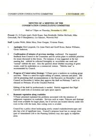 Administrative record, Croydon Conservation Consultative Committee meeting minutes - 4 November 1993