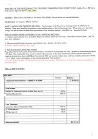 Administrative record, Croydon Conservation Society meeting 9 June 2005 minutes