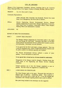 Administrative record, Croydon Conservation Consultative Advisory Committee meeting minutes 9 May 1994