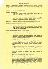Administrative record, Croydon Conservation Consultative Advisory Committee 18th July 1994 meeting minutes