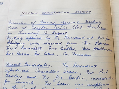 Administrative record, Minutes of Croydon Conservation Society Annual General Meeting 1976