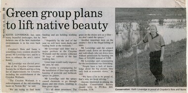 Newspaper, Article 'Green group plans to lift native beauty' - The Mail, 4 July 2000