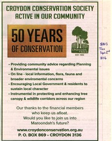 Pamphlet, Croydon Conservation Society - 50 years of conservation