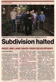 Newspaper, Article 'Subdivision halted' Croydon North by Emma-Jayne Schenk, 2014?