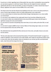 Newspaper, Article 'Trees Tangled Up in Red Tap' Leader newspaper opinion piece, author and date unknown