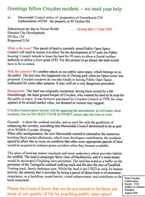 Letter, Letter to Croydon residents from the Croydon Conservation Society president seeking support against zoning Amendment C54 relating to 49 Taylors Road, Croydon, August 2006
