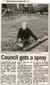Newspaper, Article 'Council gets a spray', the Journal, 28 August 2001, author unknown