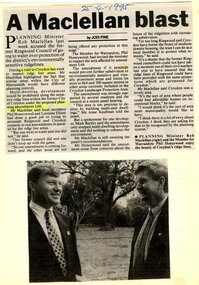 Newspaper, Article 'A Maclellan blast' by Jodi Pine, 25 April 1995, paper unknown