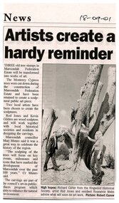 Newspaper, Article 'Artists create a hardy reminder', News, 18 September
