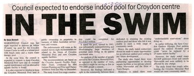 Newspaper, Article 'In the Swim' by Goya Bennett, 5 February 2004, paper unknown