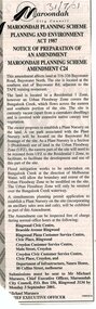 Newspaper, Notice of Maroondah City Council Planning Scheme Amendment for 316 - 326 Bayswater Rd, Bayswater North, 31 July 2001