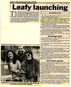 Newspaper, Article 'Leafy Launching' by Leonora Elliott in The Mail newspaper dated 8 September 1992