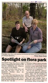 Newspaper, Newspaper article 'Spotlight on flora park', date believed to be 10 August 2003