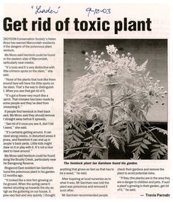 Newspaper, Article 'Get rid of toxic plant' by Travis Parnaby, Leader Newspaper,  9 December 2003