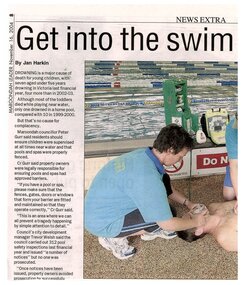 Newspaper, Article 'Get into the swim' by Jan Harkin, Maroondah Leader, 16 November 2004