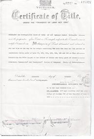 Administrative record, Certificate of title of Cheong Wildflowers Sanctuary belonging to Melbourne Metropolitan Board of Works, dated 11th October 1938