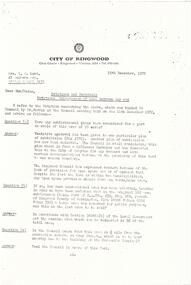 Administrative record, City of Ringwood response to petition submitted to Council 11th of December 1972, on sub division of Ruthven Way Ringwood East, 15th December 1972
