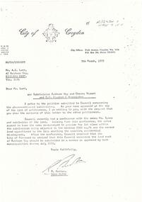 Administrative record, City of Croydon response to petition re subdivision of Ruthven Way and Cheong Street, dated 7th March 1973