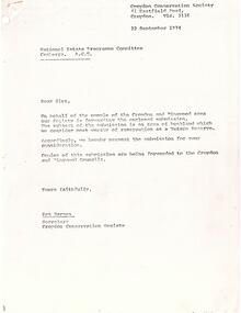 Document, Submission by Croydon Conservation Society for part of Ruthven Way to become a nature reserve, 22 September 1974