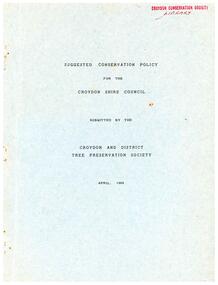Document, Suggested Conservation Policy by Croydon & District Tree Preservation Society, April 1968