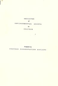 Document, Register of Environmental Assets in Croydon prepared by Croydon Conservation Society, October 1976