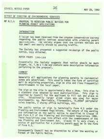 Administrative record, Council Notice Paper, Proposal to redesign Public Notices for Planning Permit Applications, 28 May 1990