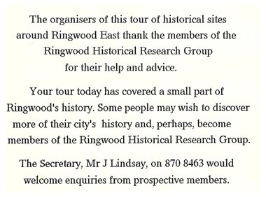 Document, Typed thankyou note acknowledging the assistance of Ringwood Historical Research Group, date unknown
