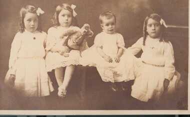 Photograph - Four daughters of Albert Palmer of Clarence Street, Brunswick: Hannah Beatrice, Ethel May (with teddy), Gladys Muriel and Amy Morea, Jul 1983