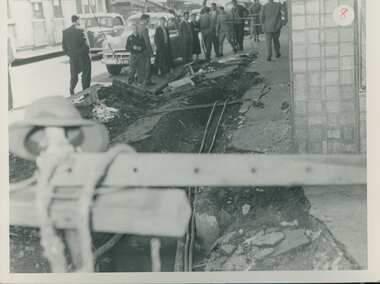 Photograph - Damaged footpath - Gas explosion, Sydney Road, 20 Sep 1958