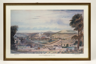 Print - "Hospital and Spring Hill from Church Street, Creswick" by T.G. Moyle, 1881