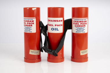 Portable chainsaw fuel and oil containers