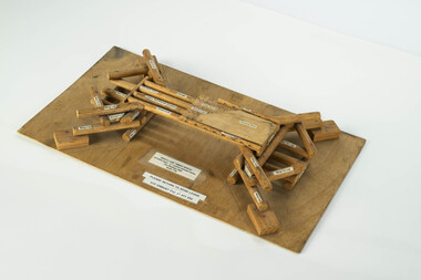 Scale model of single lane timber bridge