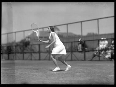 Photograph, Bull, Hugh Jones, 1897-1993, Tennis player, Dorothy Round, Albert Grounds, Melbourne