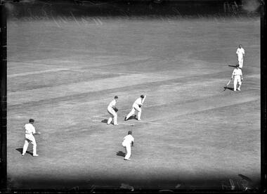 Photograph, Bull, Hugh Jones, 1897-1993, Gregory (Vic) batting against Eng in match at MCG