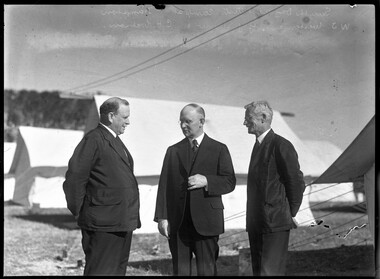 Photograph, Bull, Hugh Jones, 1897-1993, Seventh Day Adventists Camp at Hampton: W.J. Westerman, G.G. Stewart & C.H. Watson