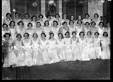 Photograph, Bull, Hugh Jones, 1897-1993, Melbourne Auxiliary Ball Debutantes at St Kilda Town Hall for Freemason's Hospital Ball