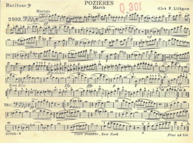 March Card, Lithgow, Alex F, Pozieres March, Composed: 1918