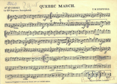 March Card, Stopford, T. W. (Composer), Quebec March, Composed:1927