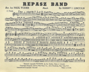 March Card, Lincoln, Harry J. (Composer) et al, Repasz Band, Composed: 1929