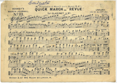 March Card, Unrath, Carl Ludwig (Composer) et al, Quick March "Revue", Composed: ?